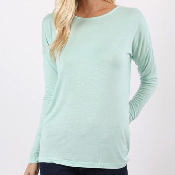 🛑FREE w/$50 Purchase🛑🍃MINT LONG SLEEVE TEE NEW - Picture 3 of 5